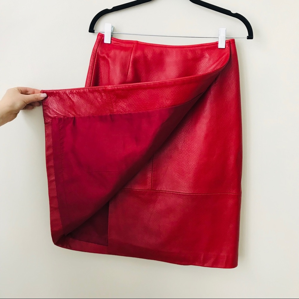 Liz Claiborne Leather Skirt "Snake Skin" Red